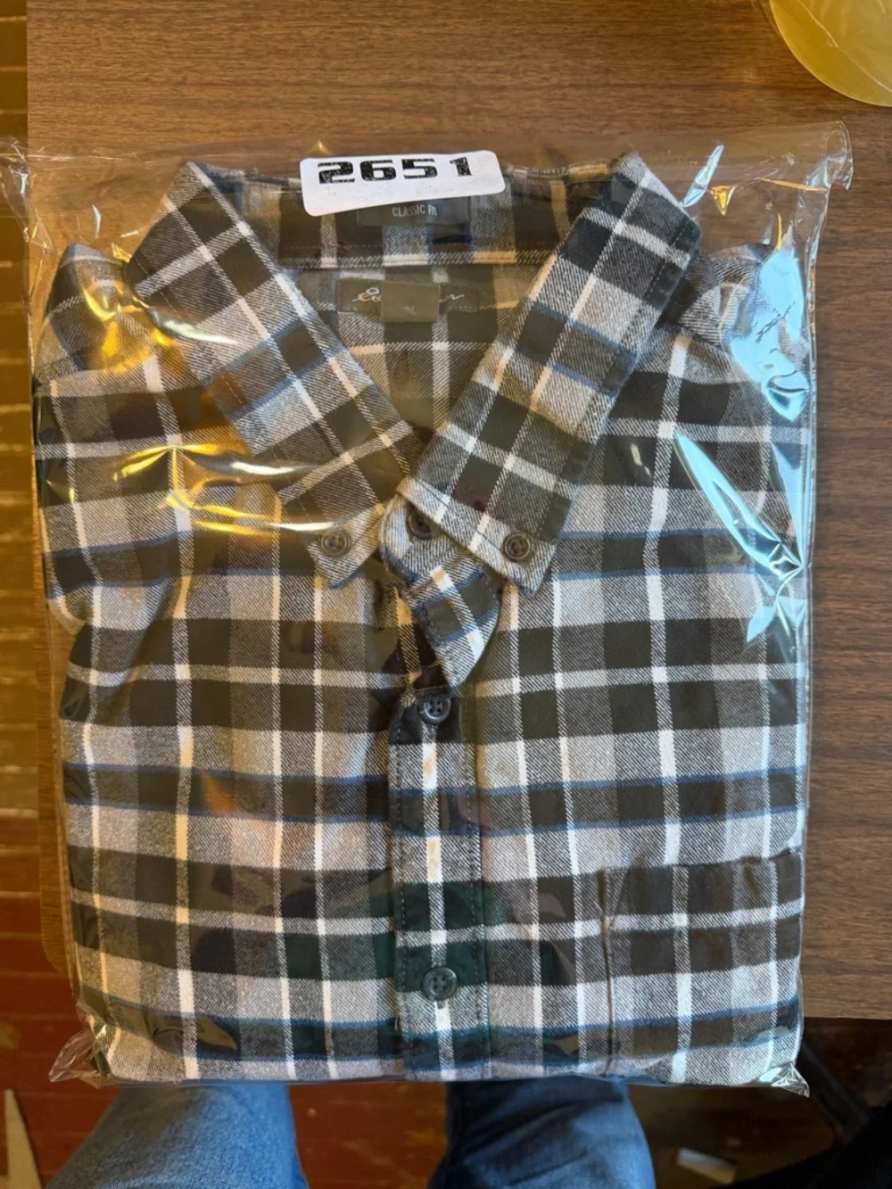 Eddie Bauer Black, Gray & Blue‎ Plaid Flannel Button-Down Shirt